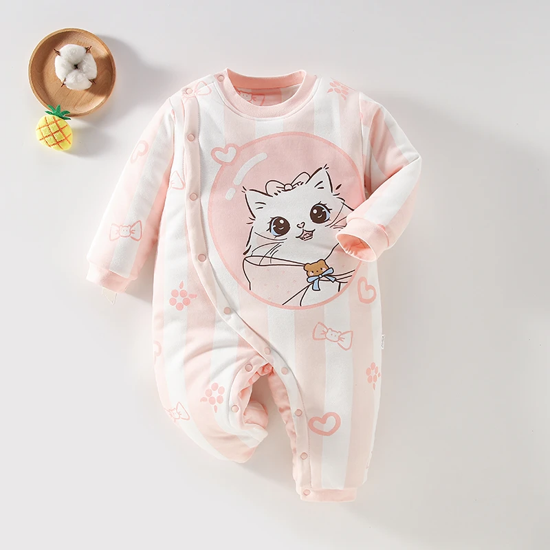 【贝小树】婴儿衣服秋冬新生幼儿宝宝保暖长袖夹棉服冬季纯棉连体衣