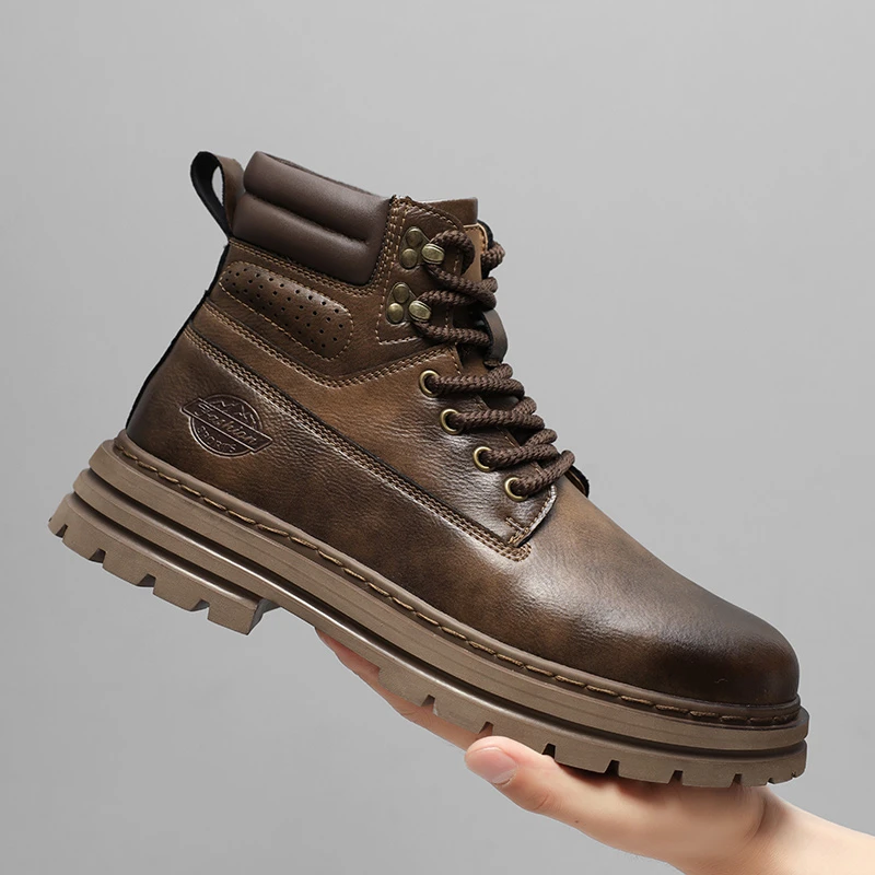 马丁靴男士男款真皮复古潮流潮鞋英伦风冬季工装靴子高帮机车短靴