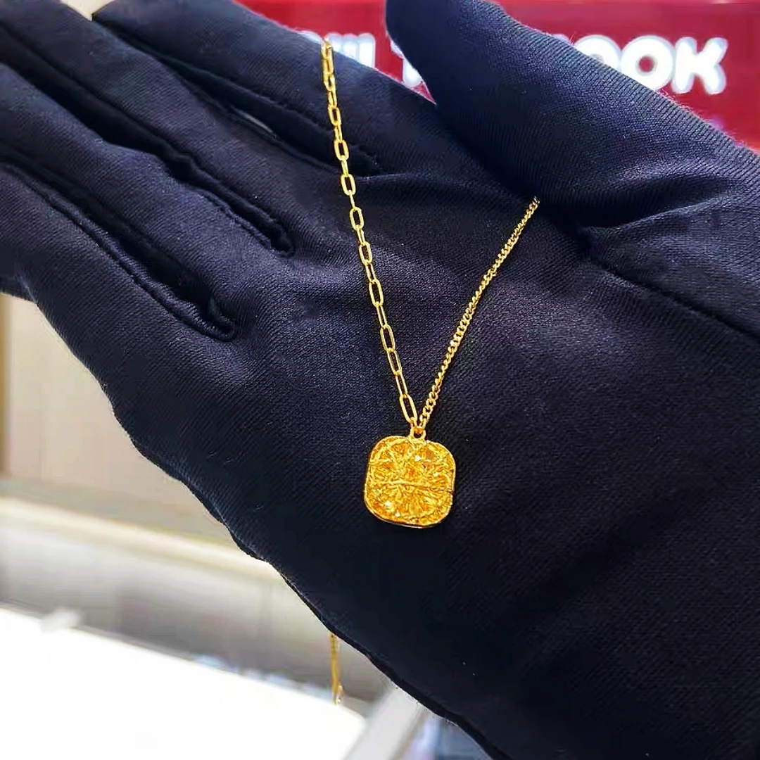 吊坠925银 拉丝小方糖项链AB链型爆闪百搭套链