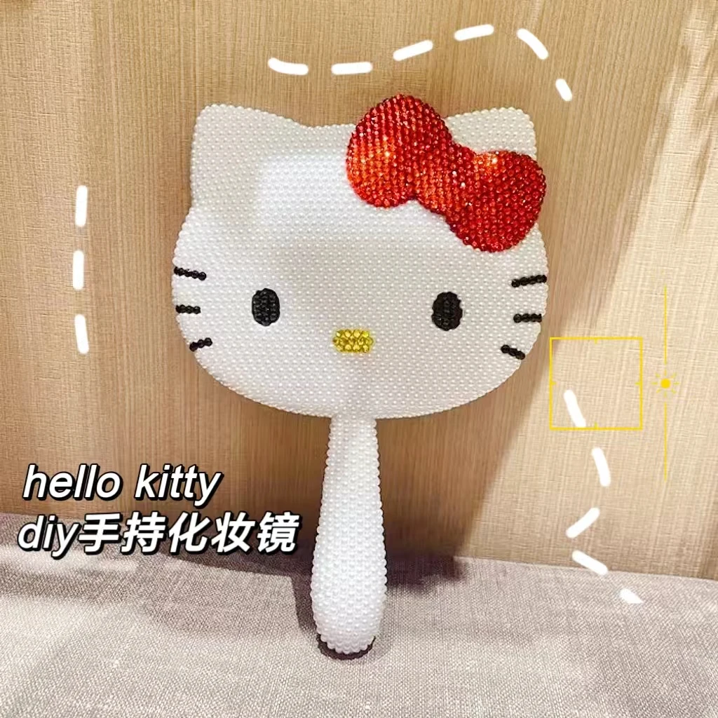 hellokitty满钻镜子手工diy送闺蜜小巧手持化妆镜女创意生日礼物