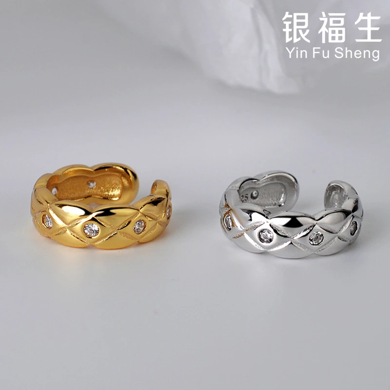 925银合成锆石耳饰  925银耳饰 韩版简约小众设计感编织耳夹EJ622