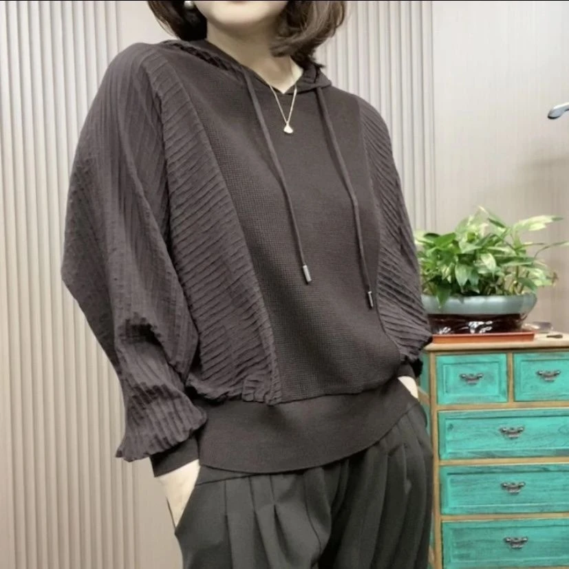 韩版春秋款慵懒风宽松外穿蝙蝠袖卫衣加厚爆款连帽卫衣休闲上衣女