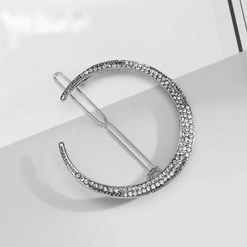 新款几何月牙青蛙扣夹侧边发夹盘发发夹半扎女神发饰头饰