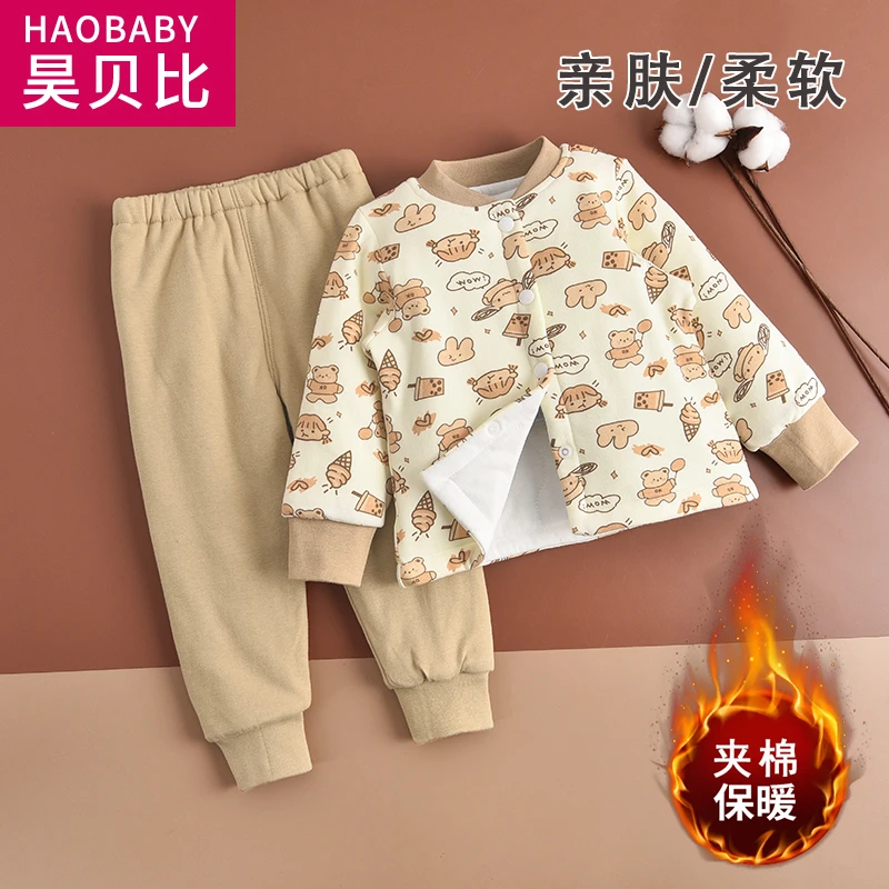 儿童棉袄棉裤冬款宝宝纯棉裤子上衣外穿婴儿冬天可开档打底保暖