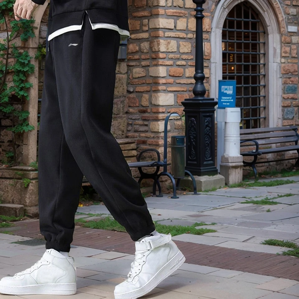 LI-NING/李宁2024秋冬新款加绒大码男士休闲直筒保暖运动健身裤