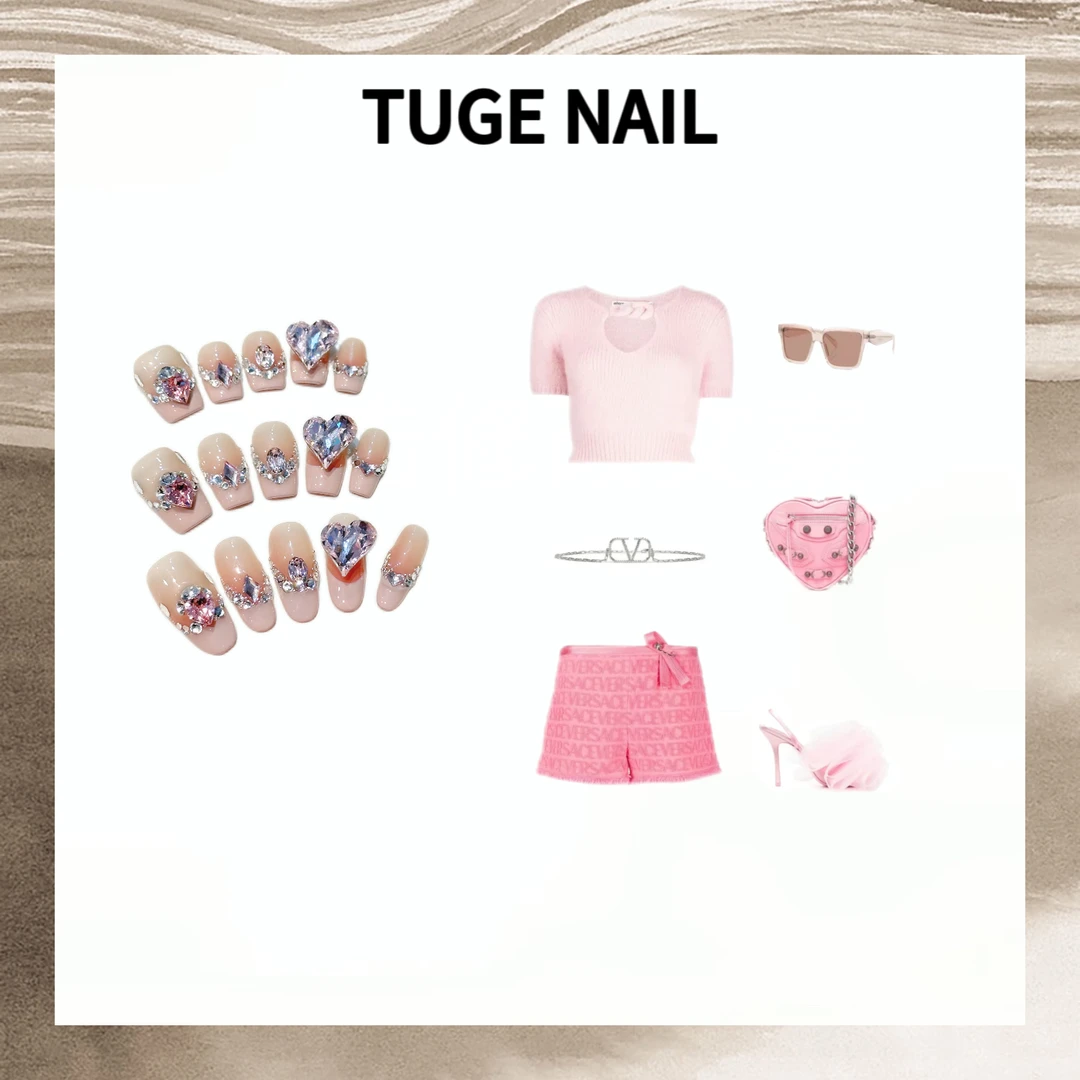 TugeNail“夏日之吻"【施家全华】夏日裸色带钻高级感穿戴甲-小鱼儿