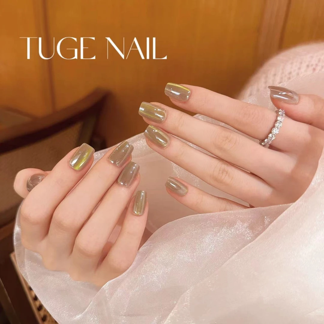 TugeNail“青苹果”夏日真多麻极光玻璃珠猫眼美甲穿戴甲