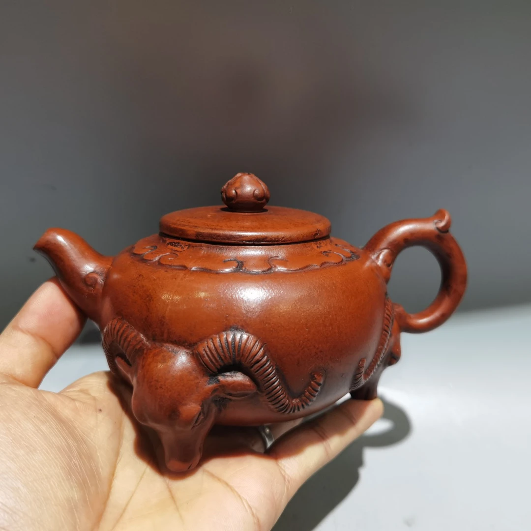 三羊开泰壶380cc原矿老红泥全手