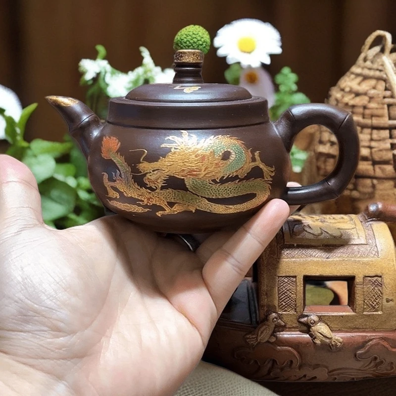 描金龙行天下紫砂壶