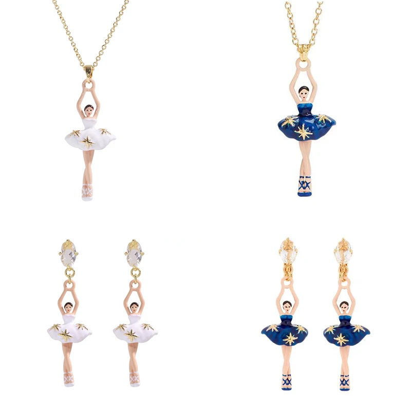 铜合金项链 芭蕾女孩系列午夜星星蓝色芭蕾舞裙项链