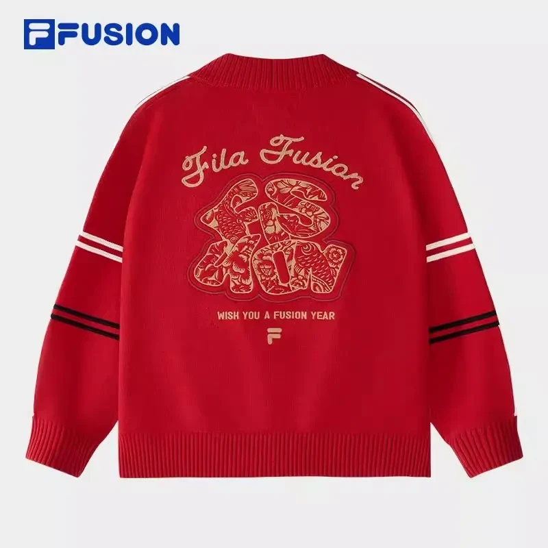 FILA FUSION斐乐潮牌女子编织衫新款休闲开衫毛衣外套T11W512401
