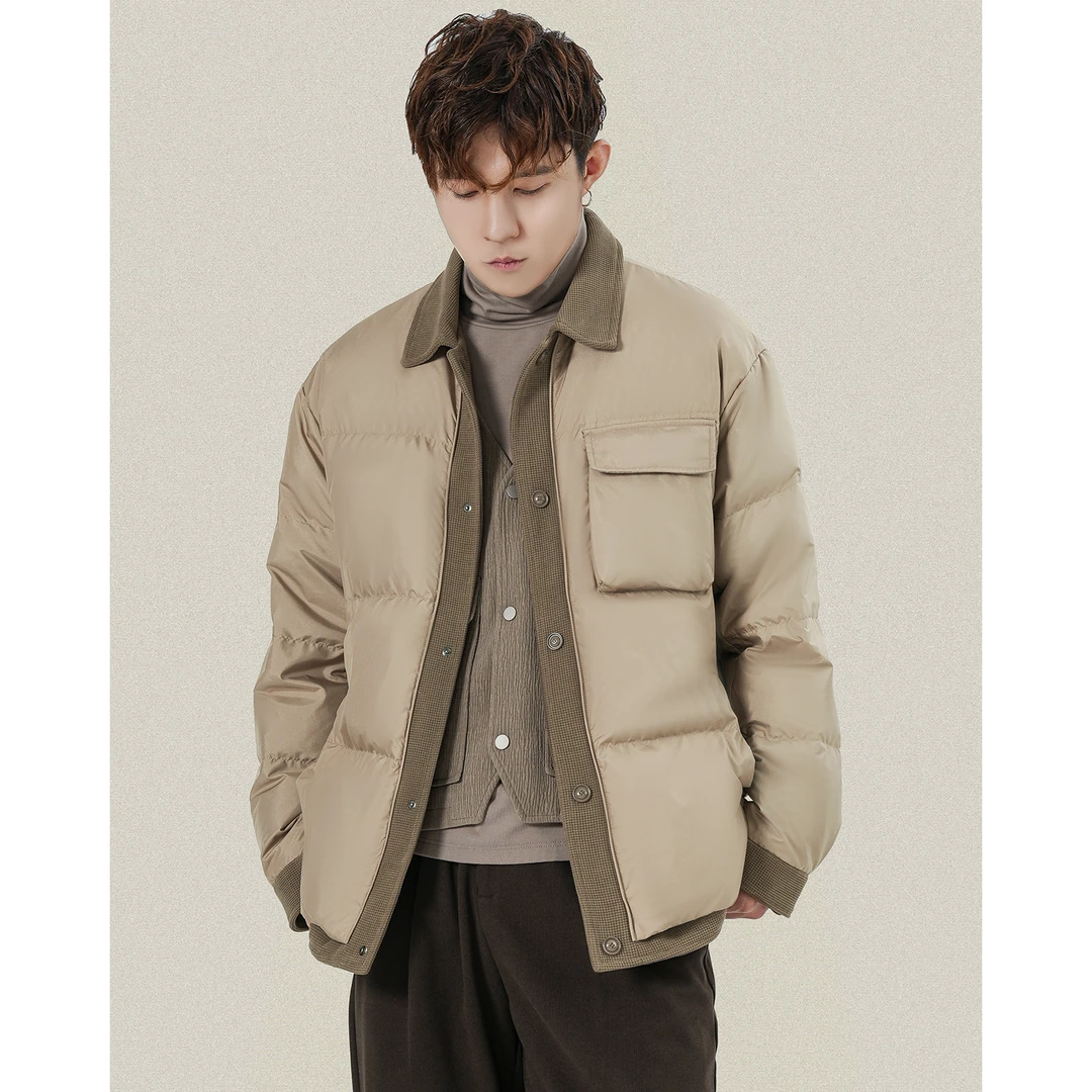 拼接潮流轻盈鸭绒保暖夹克羽绒服茄克男冬季百搭2024休闲上衣外套