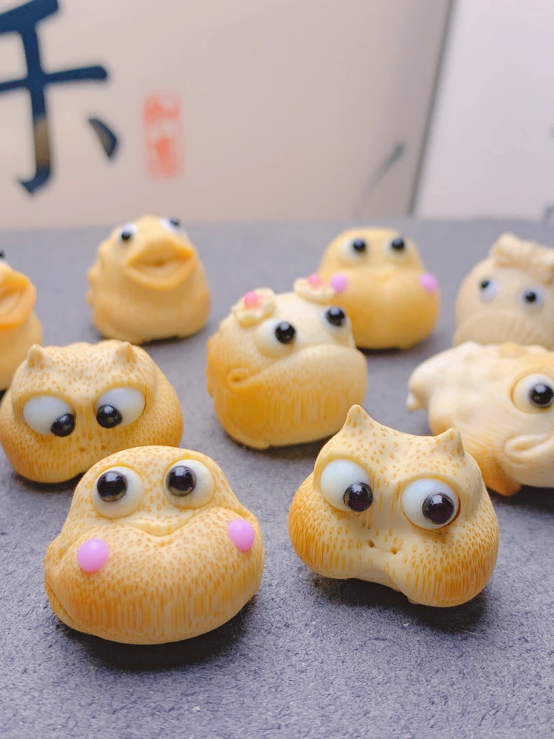 玉竹雕刻金蟾手把件实心竹挂件文玩摆件钥匙扣手机链吊坠项链