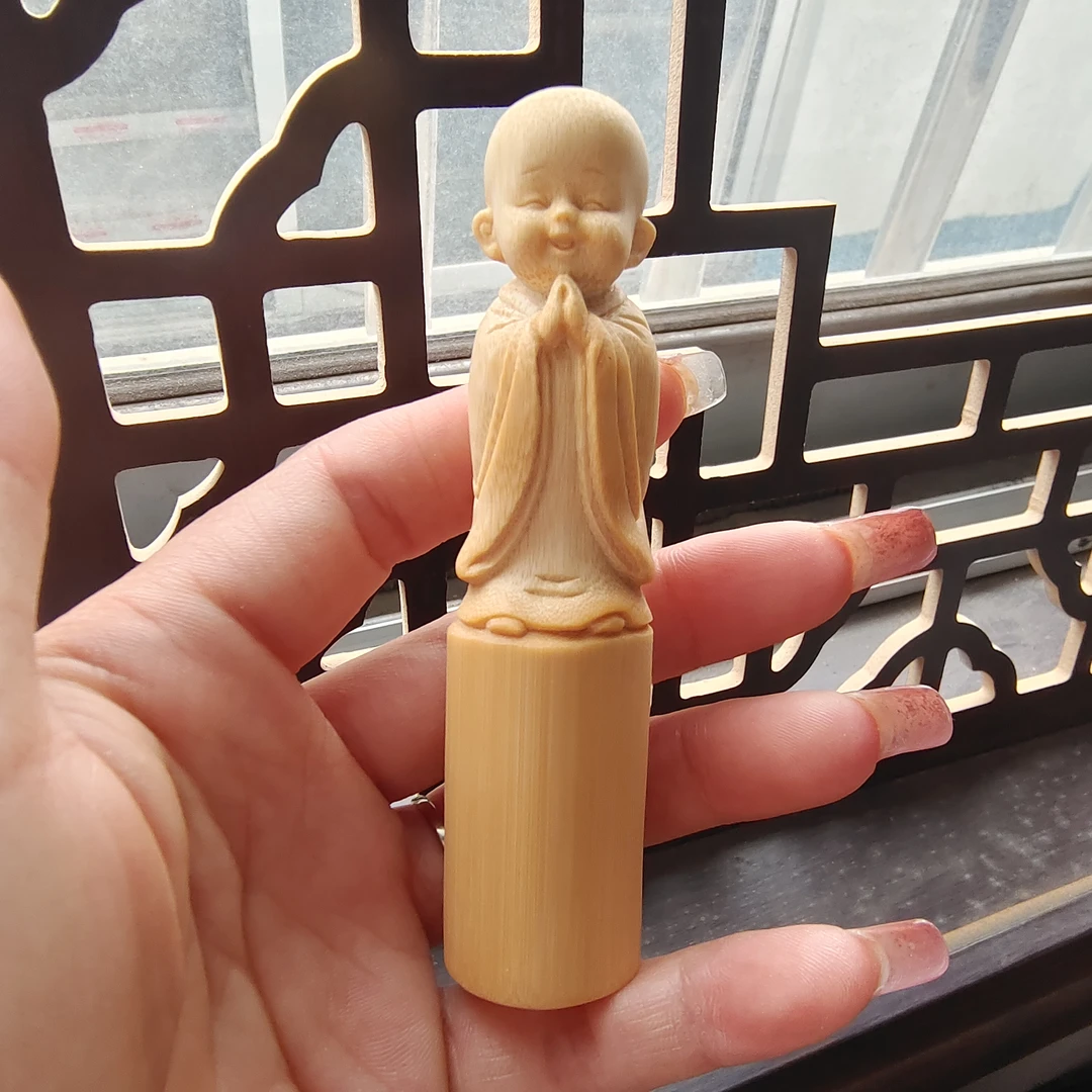 实心竹玉竹手把件竹雕宝宝佛高密度老玉竹文玩立体雕刻挂件吊坠