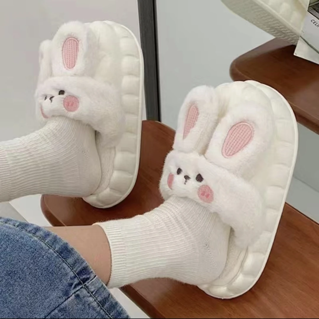 可拆卸棉拖鞋女士冬季包跟家居厚底可爱毛毛绒棉鞋可机洗外穿冬款