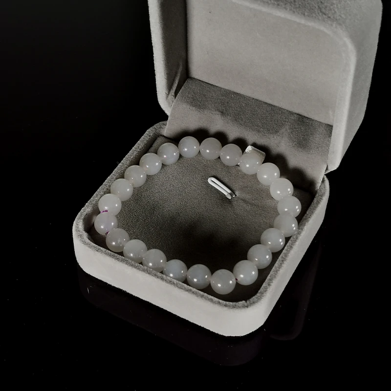 【花容珠宝】和田玉丝绒冰烟紫卡8mm手串时尚精致拍一发一多样性发