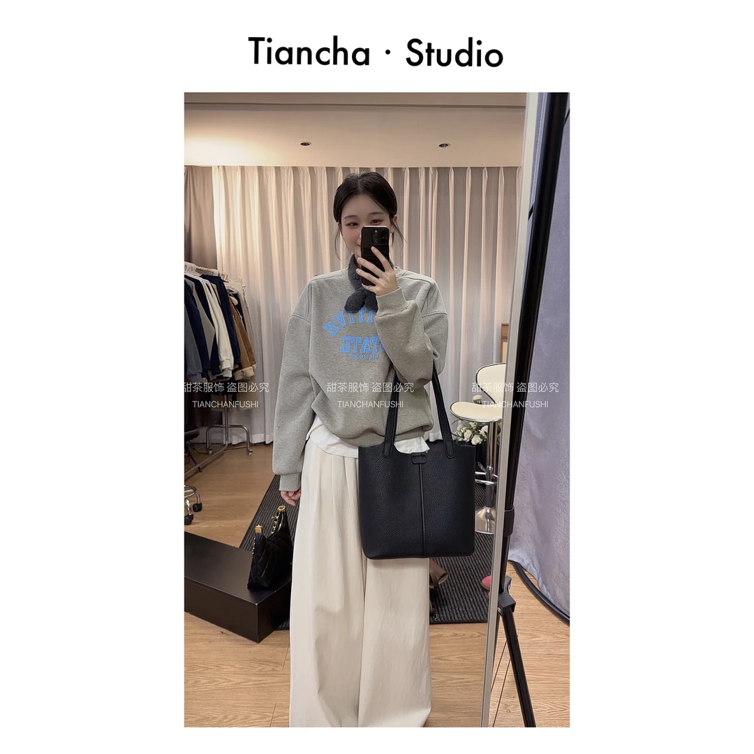 sweet c【彩字母】秋冬季新款韩风卫衣实穿女装落肩圆领长袖P194#