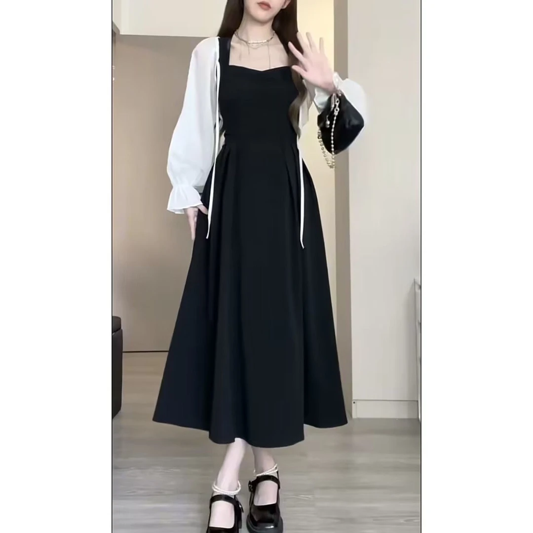 夏季新款交叉绑带设计感收腰显瘦纯欲风性感辣妹长裙松本丧丧同款