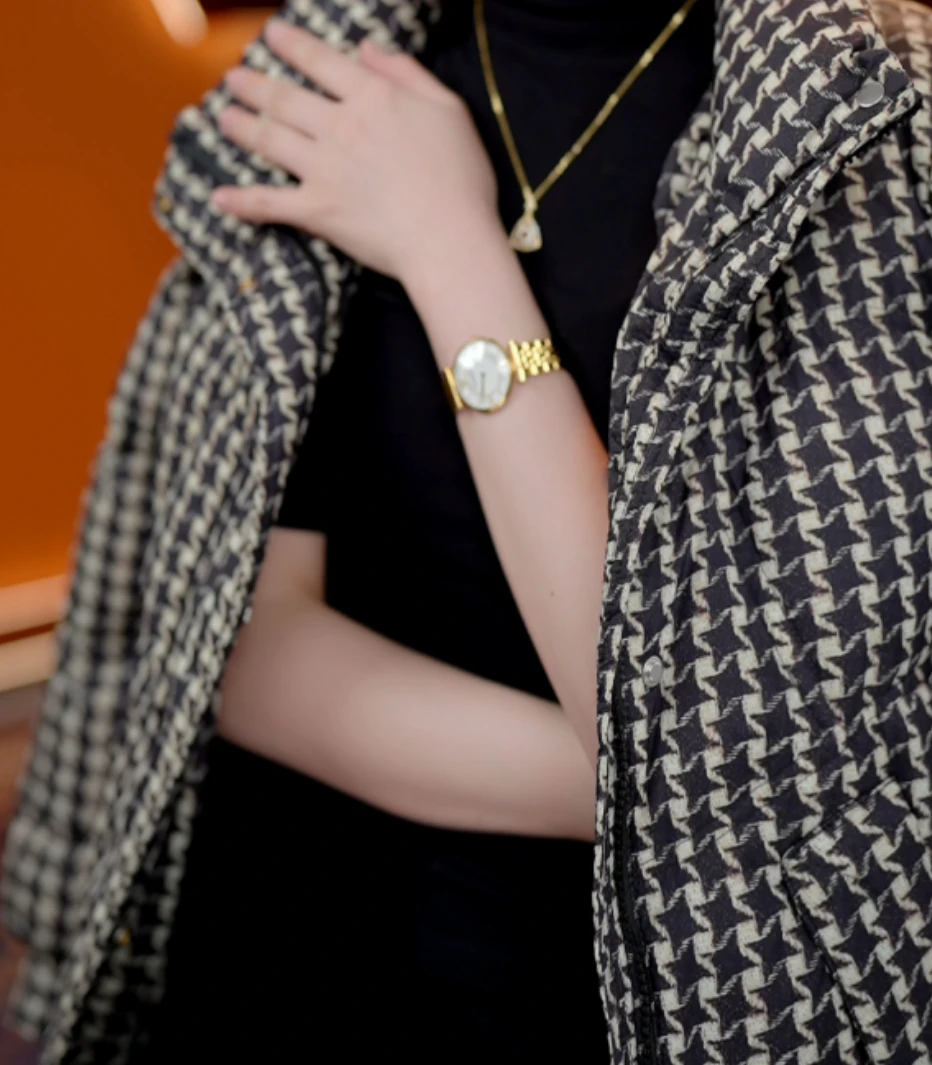 2025千鸟格立领时尚减龄款修身高级保暖外套ZF-R009