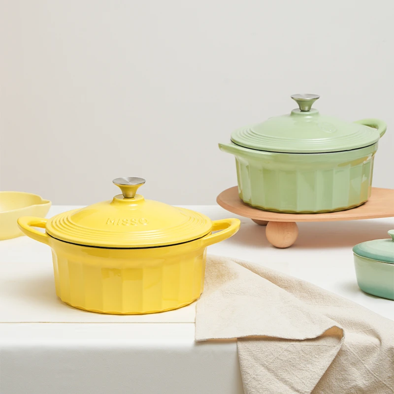 【达人专属】觅所百褶裙22白珐琅锅铸铁锅煲汤家用焖炖锅平底汤锅