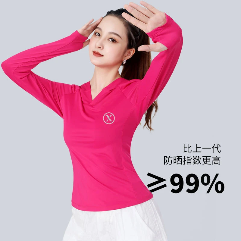 XVRV春季2025防晒帽衫上衣轻薄透气速干连帽百搭T恤运动跑步服