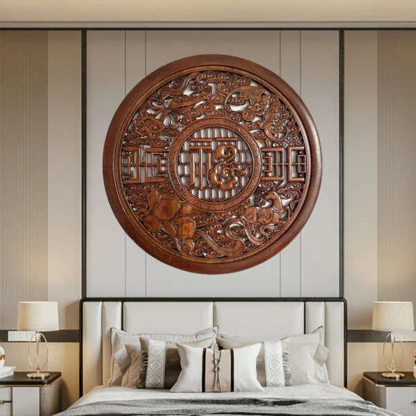 120cm 福禄寿喜祥云福  东阳木雕实木家居搭配装饰画