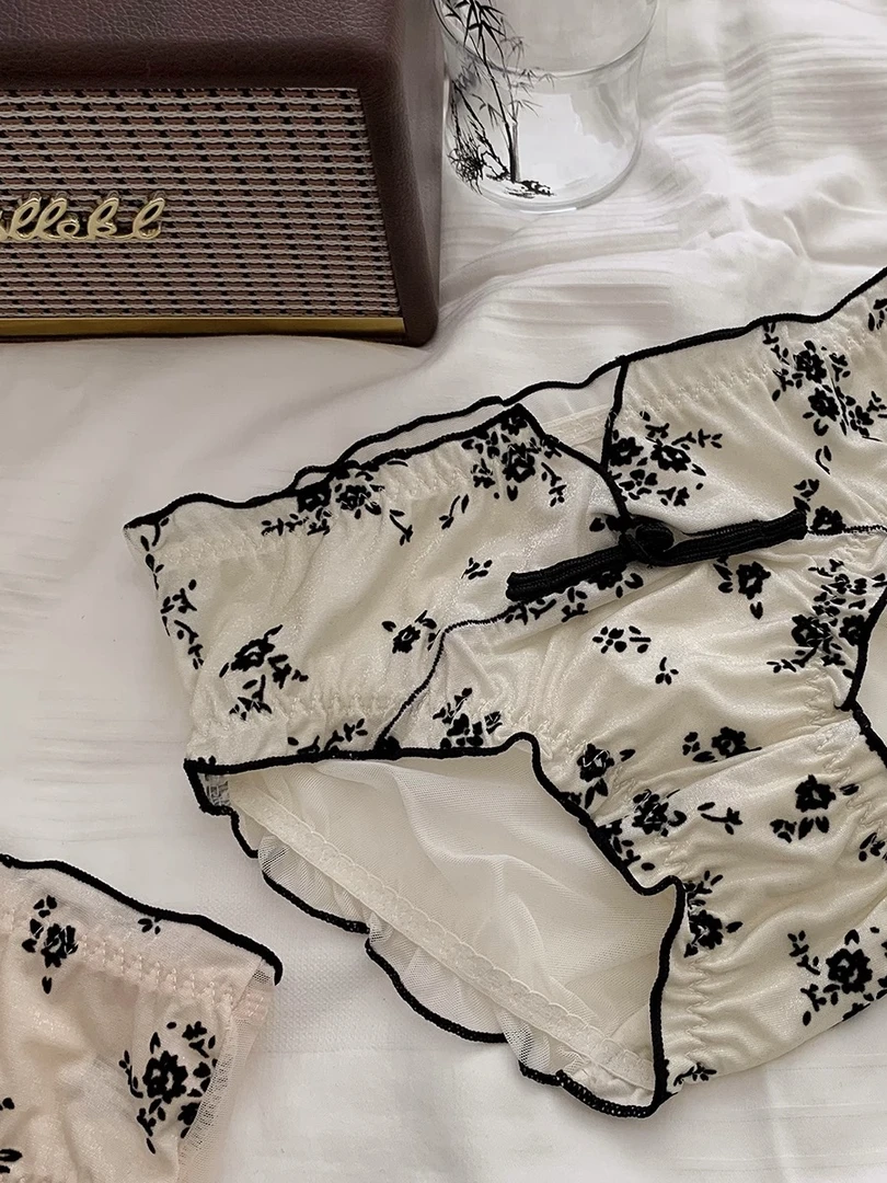 竹梦星语国风性感纯欲纯色2024新款舒适透气中腰少女内裤三角裤