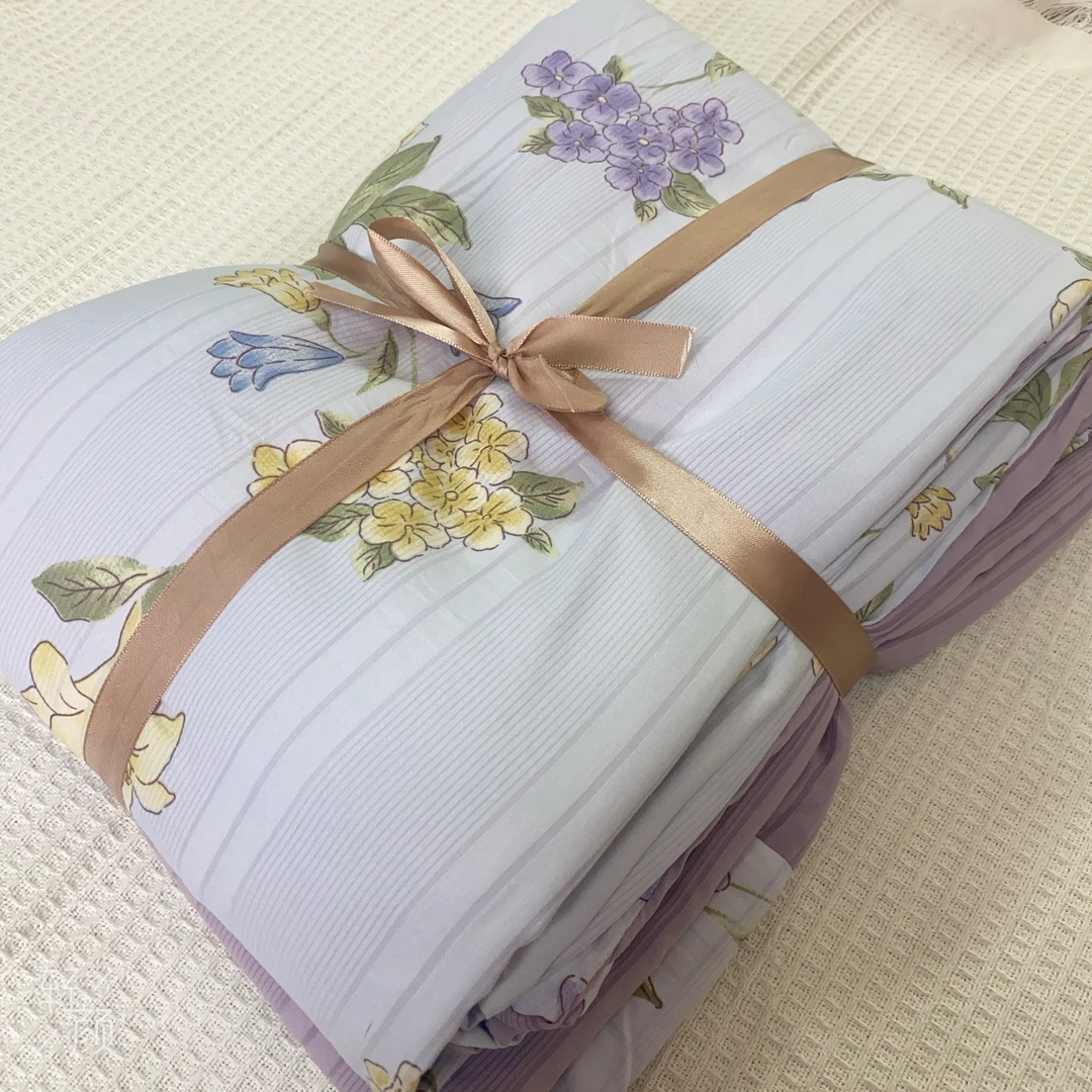 【紫色回忆】居家好物有氧提花双层纱印花柔软四件套多功能亲肤舒适