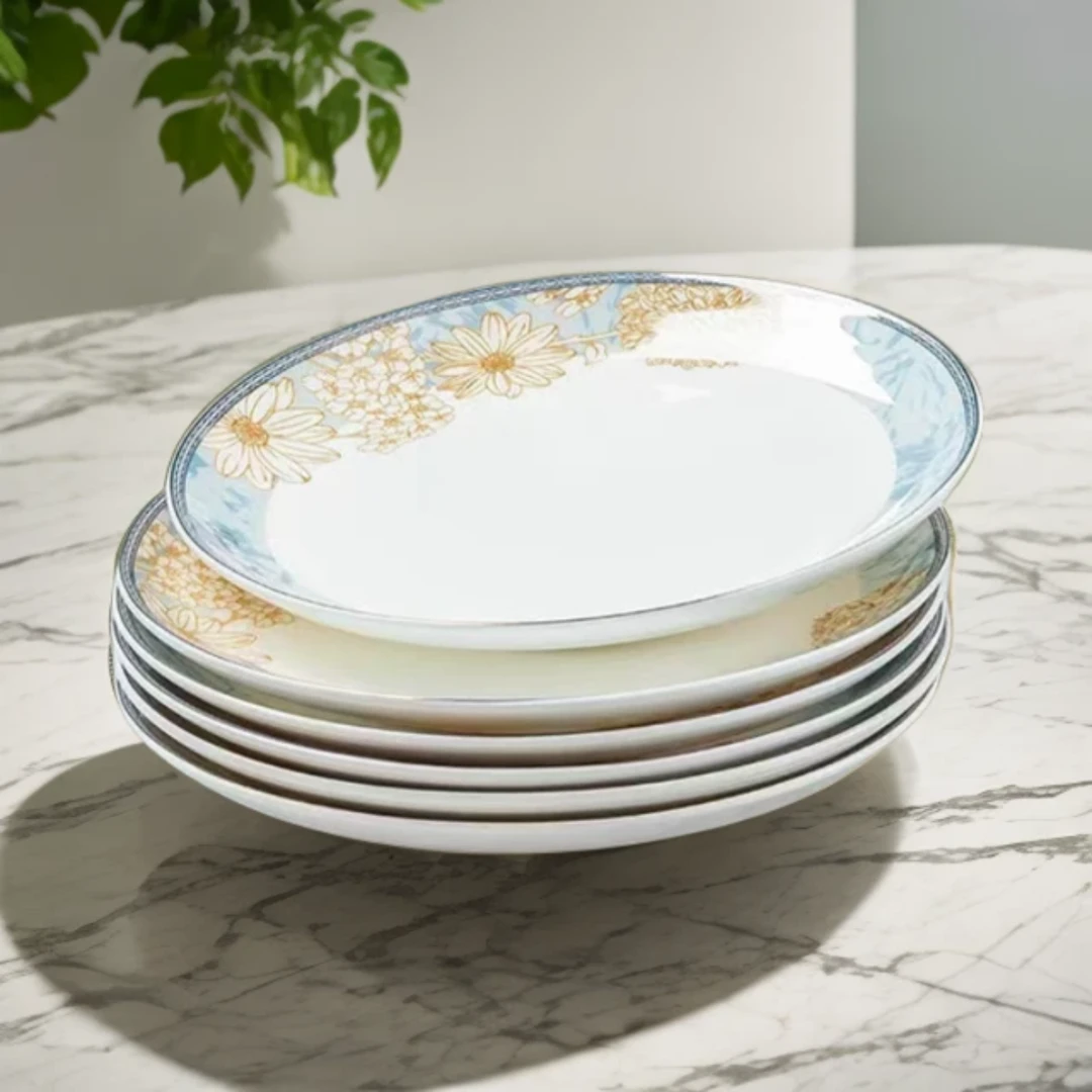 时光漫步6英寸吐骨碟10个景德镇餐具家用圆形蓝色小菜碟易清洗