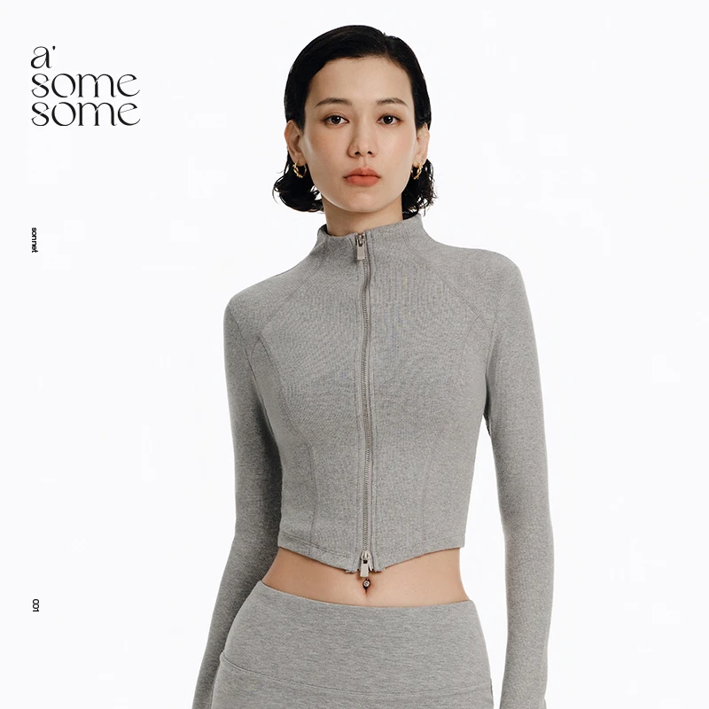 asomesome美式立领通勤修身短款内搭小外套女秋冬新款显瘦上衣