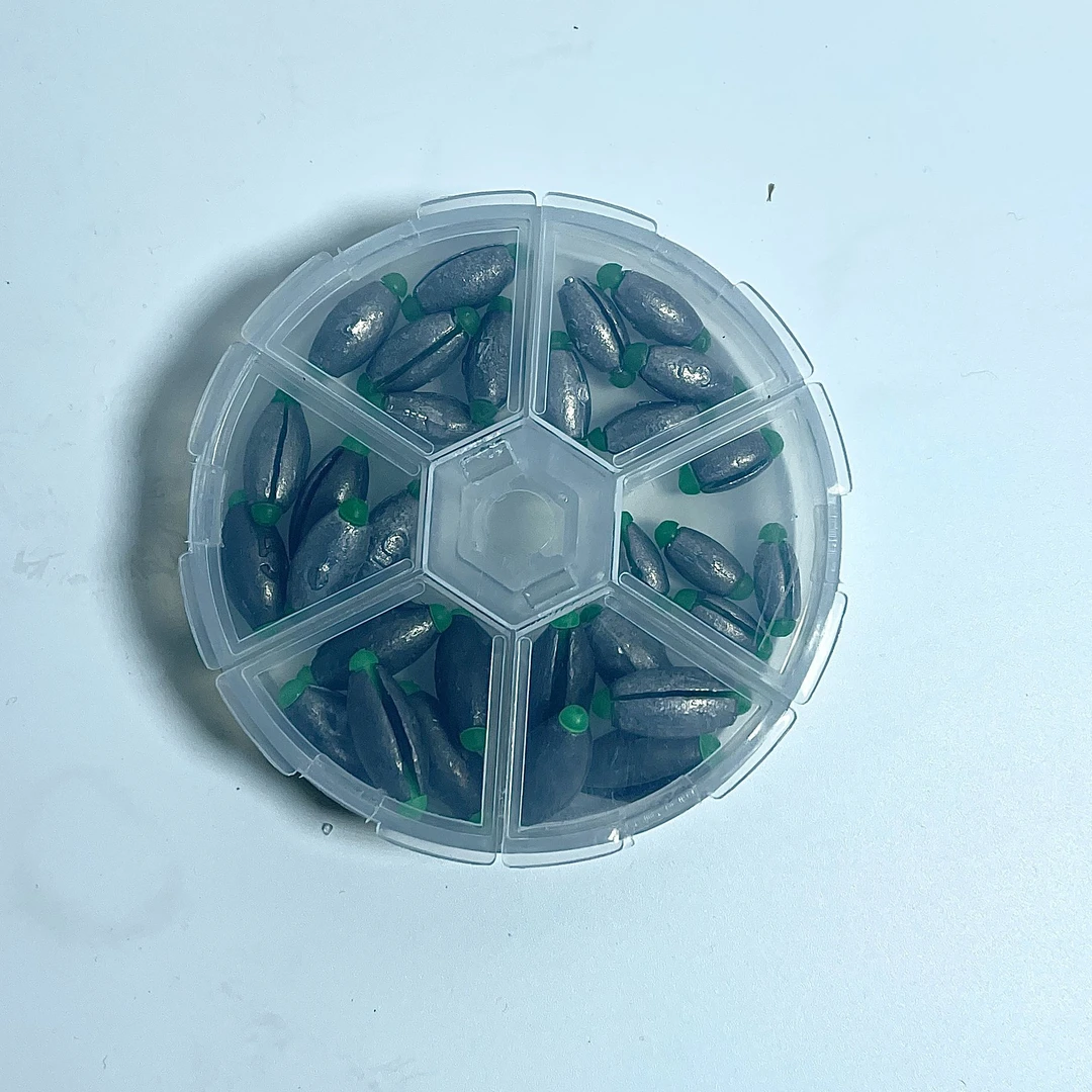 泡沫逗钓专用开口铅小导眼30枚送盒子