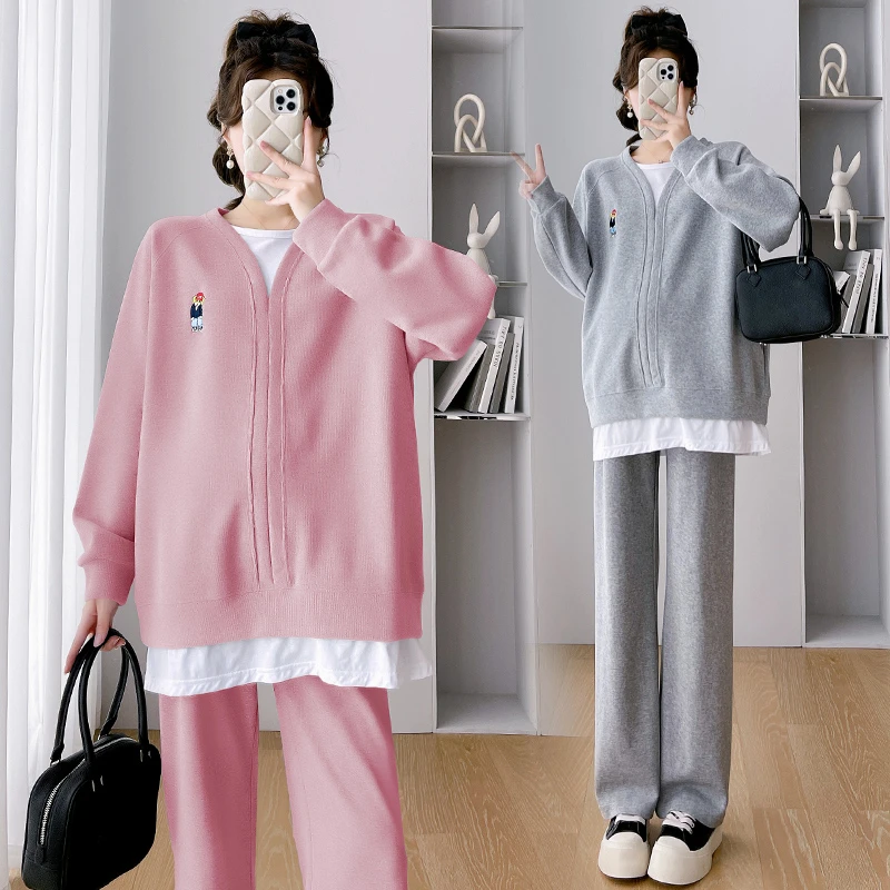 孕妇长袖上衣春秋套装2025新款时尚潮妈穿搭卫衣运动两件套秋冬季
