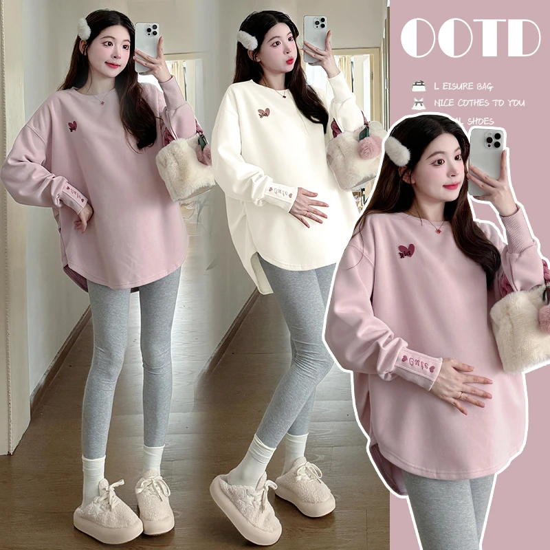 孕妇装2025秋冬新款孕妇T恤卫衣连衣裙孕妇打底大码孕妇显瘦衣服