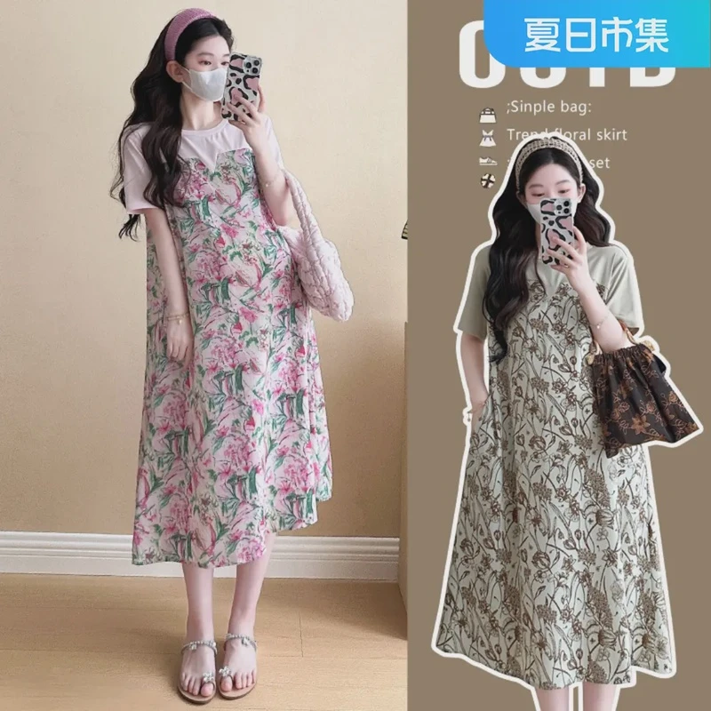 孕妇夏装2025新款孕妇连衣裙夏季时尚气质韩版时尚显瘦孕妇裙潮妈