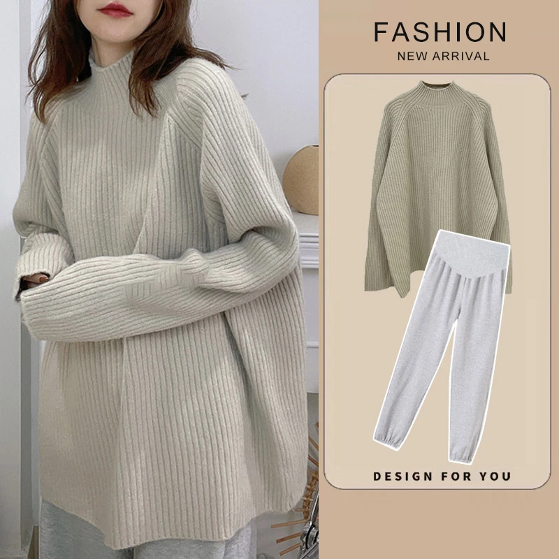 孕妇装秋冬外穿小个子半高领毛衣冬季长袖上衣春秋针织打底衫冬装