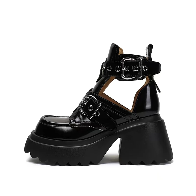 OYINEAR原创设计2024年新款松糕鞋厚底增高凉靴马丁靴小众高跟鞋