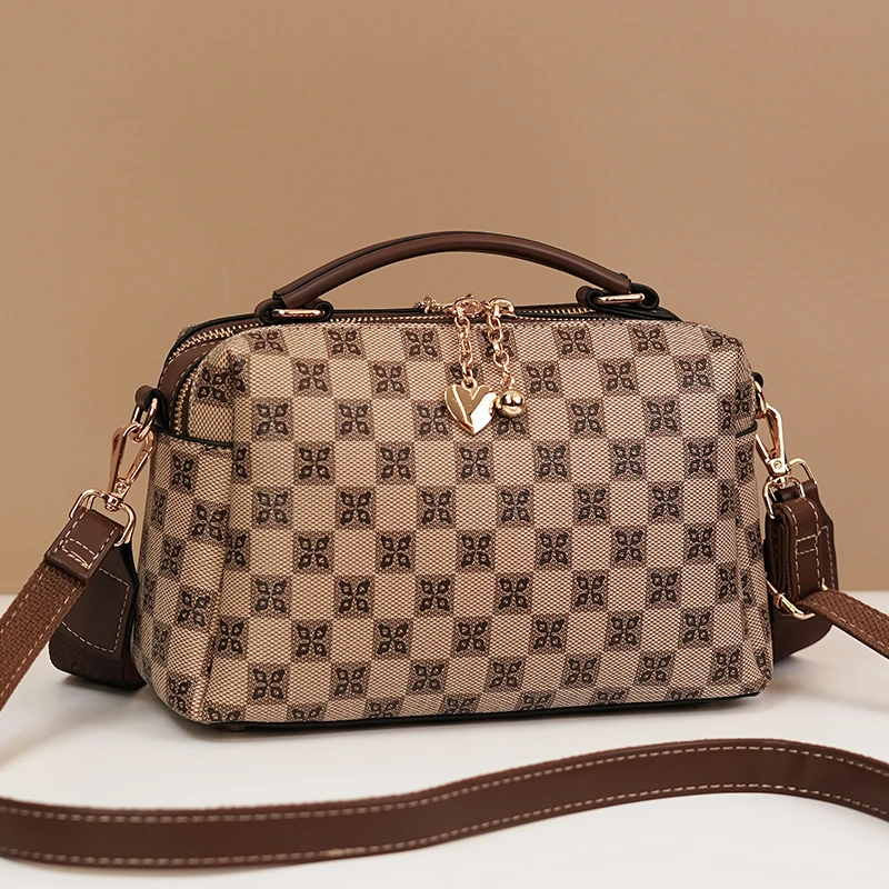 包包2026新款女士手提包波士顿枕头包格子女包时尚百搭单肩斜挎包