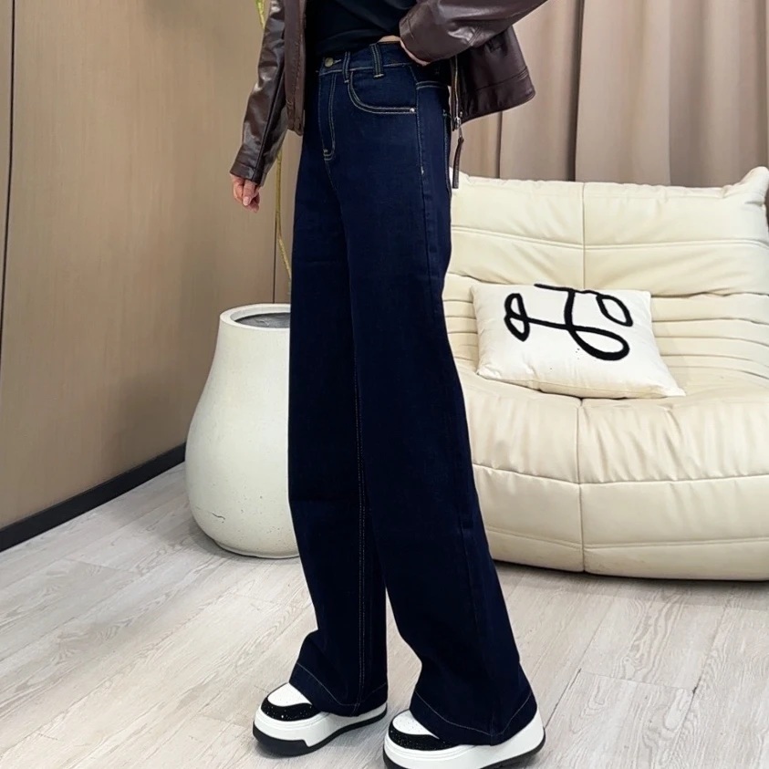 妮子严选冬季一条过冬加厚绒直筒牛仔裤6660-3