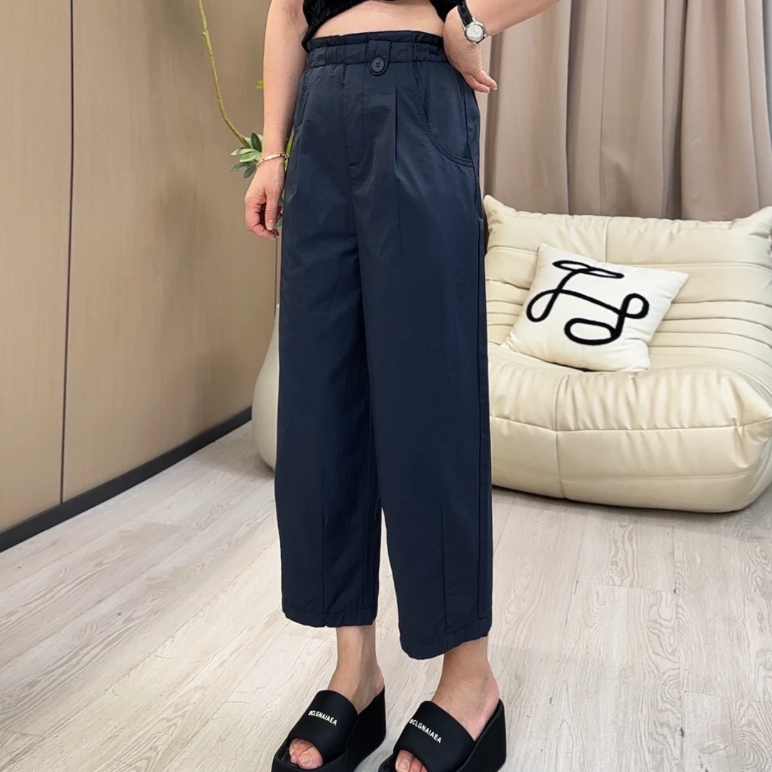 妮子严选【夏款】“山本裤”松紧腰八分小个子直筒裤2806