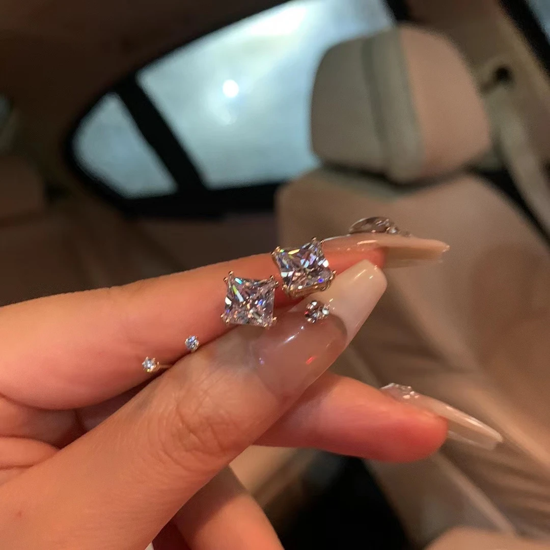4件套爆闪锆石耳钉女925银针耳饰爆款网红耳环高级简约
