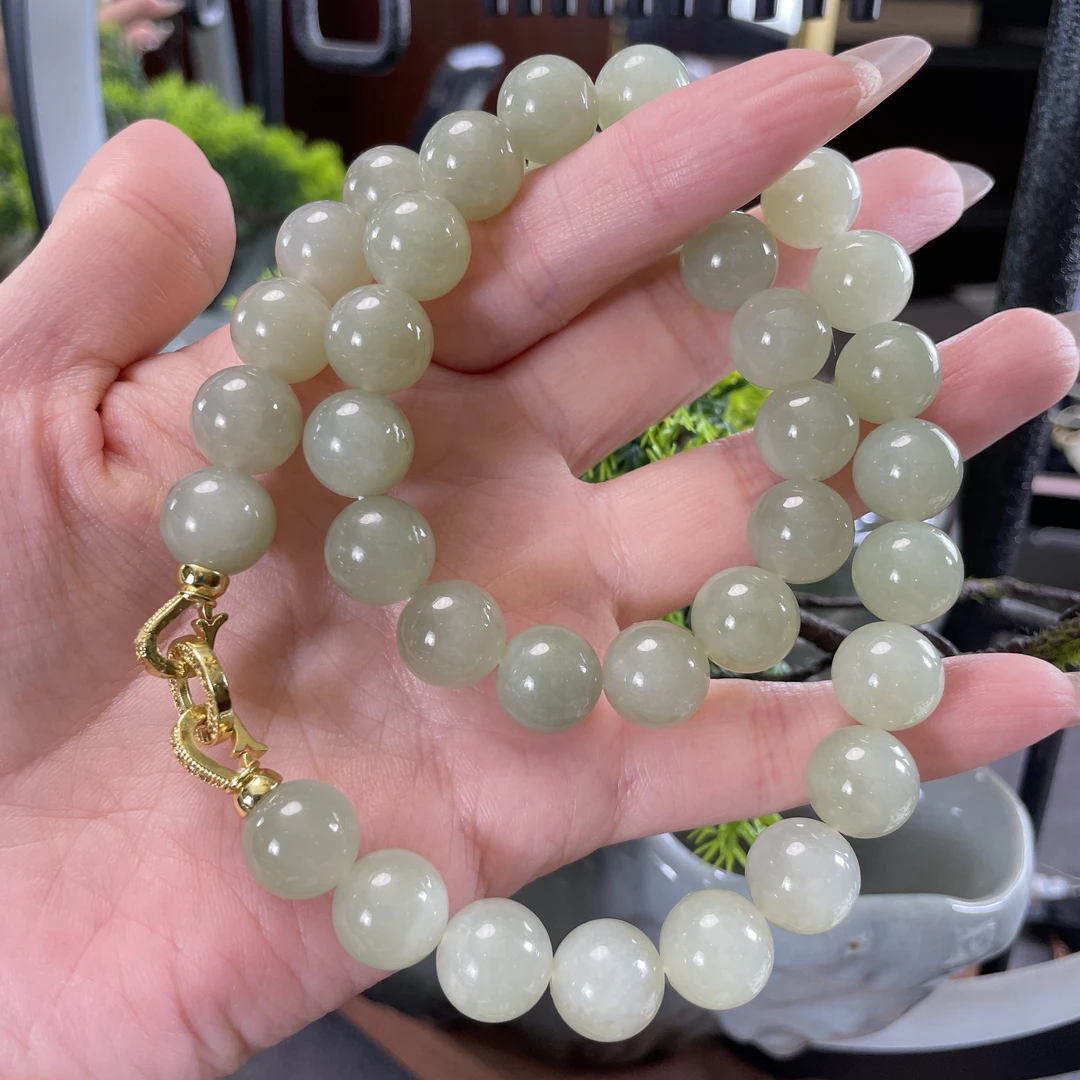 和田玉葡萄肉妈妈链卡12mm左右多样性发货