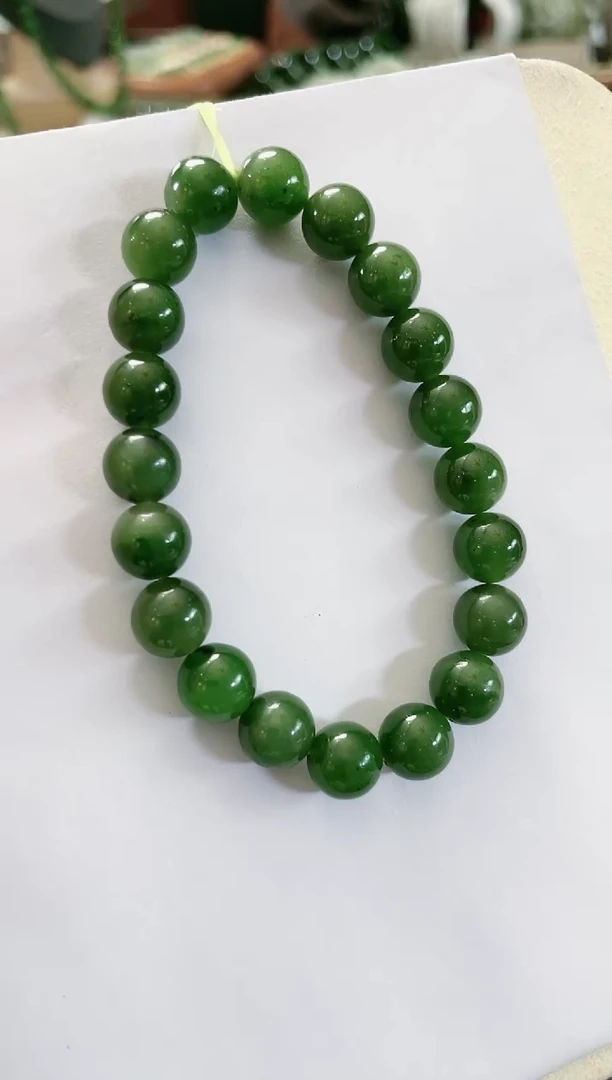 【闪购商品】和田玉（碧玉）9mm+手串未镶嵌多样性发货有黑点