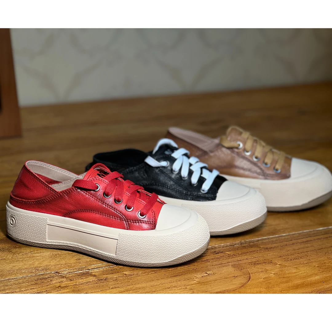 2201-1和家原创春夏纯手工擦色头层牛皮橡胶大底轻便百搭饼干女鞋