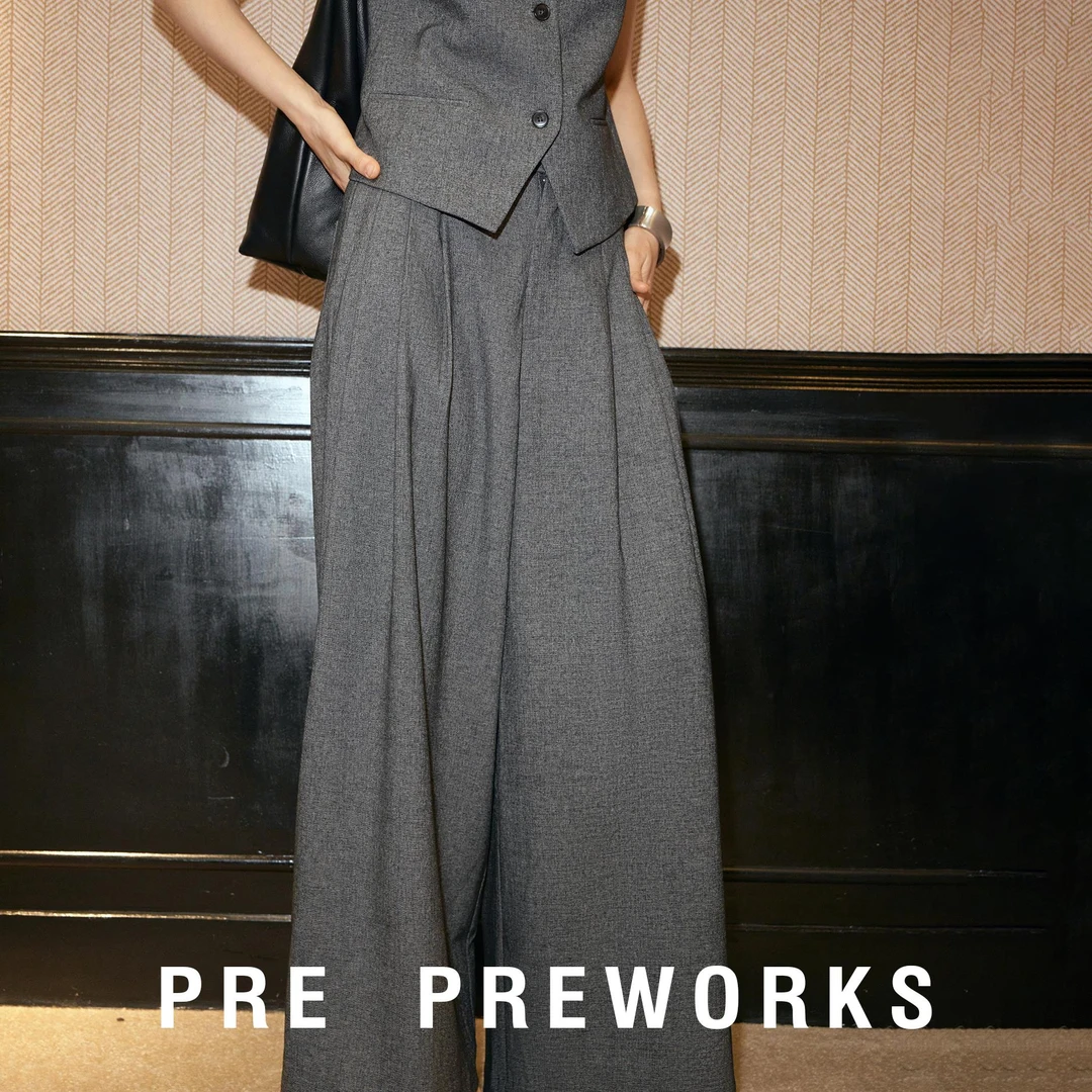 PRE PREWORKS松弛意趣 双纱混色时髦宽松阔腿西装长裤