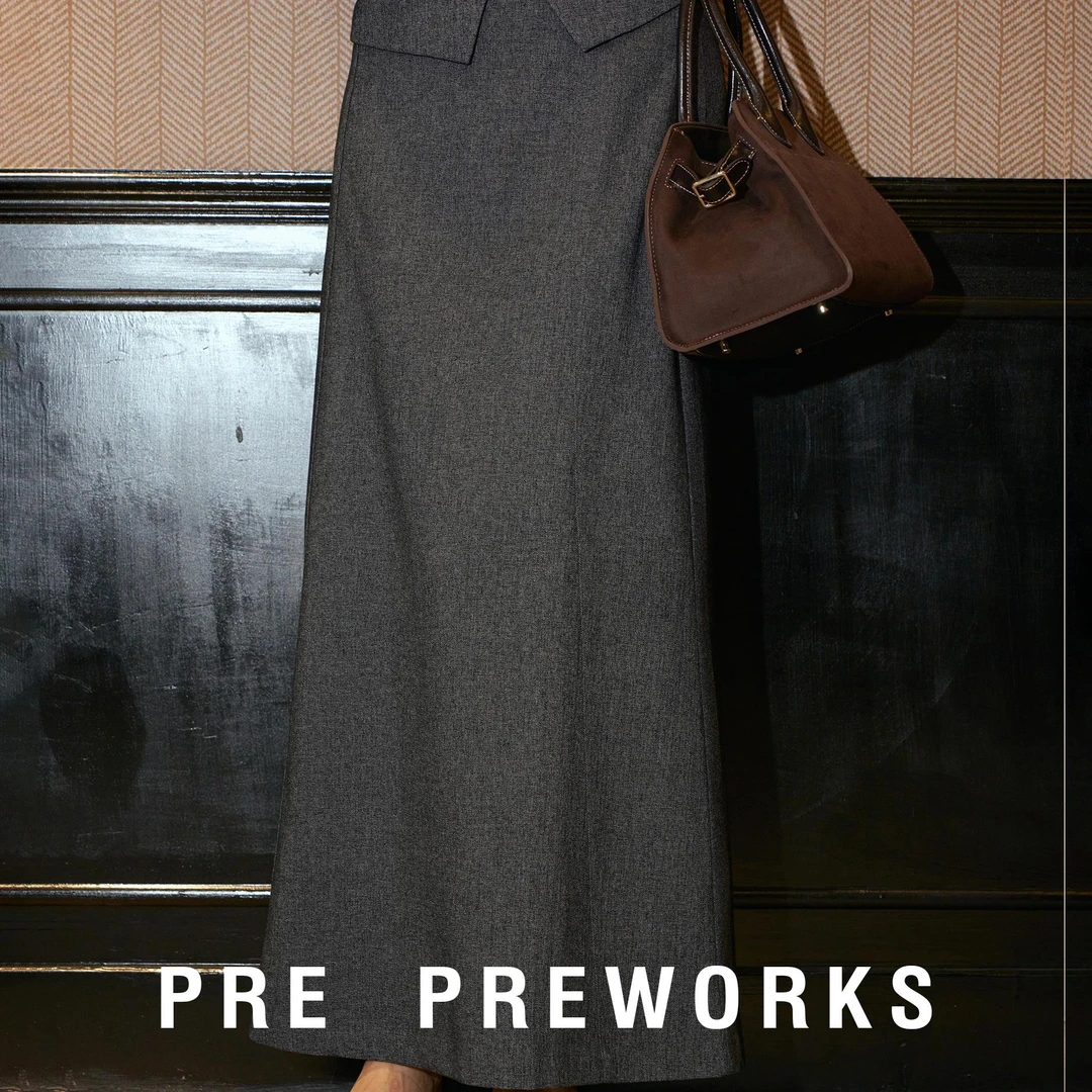 PRE PREWORKS自我风度 双纱混色极简包臀直筒西装半裙