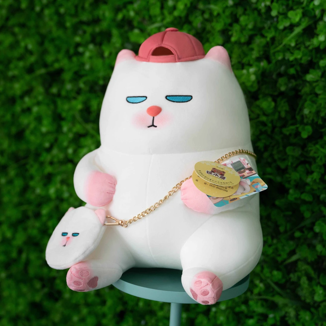 ViViCat 懒坐限定款粉红帽毛绒公仔
