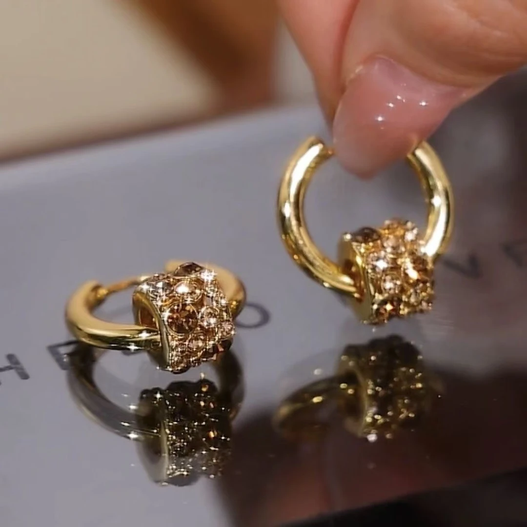 铜合金耳饰 美拉德咖色小蛮腰耳环韩国气质网红耳圈耳扣-207