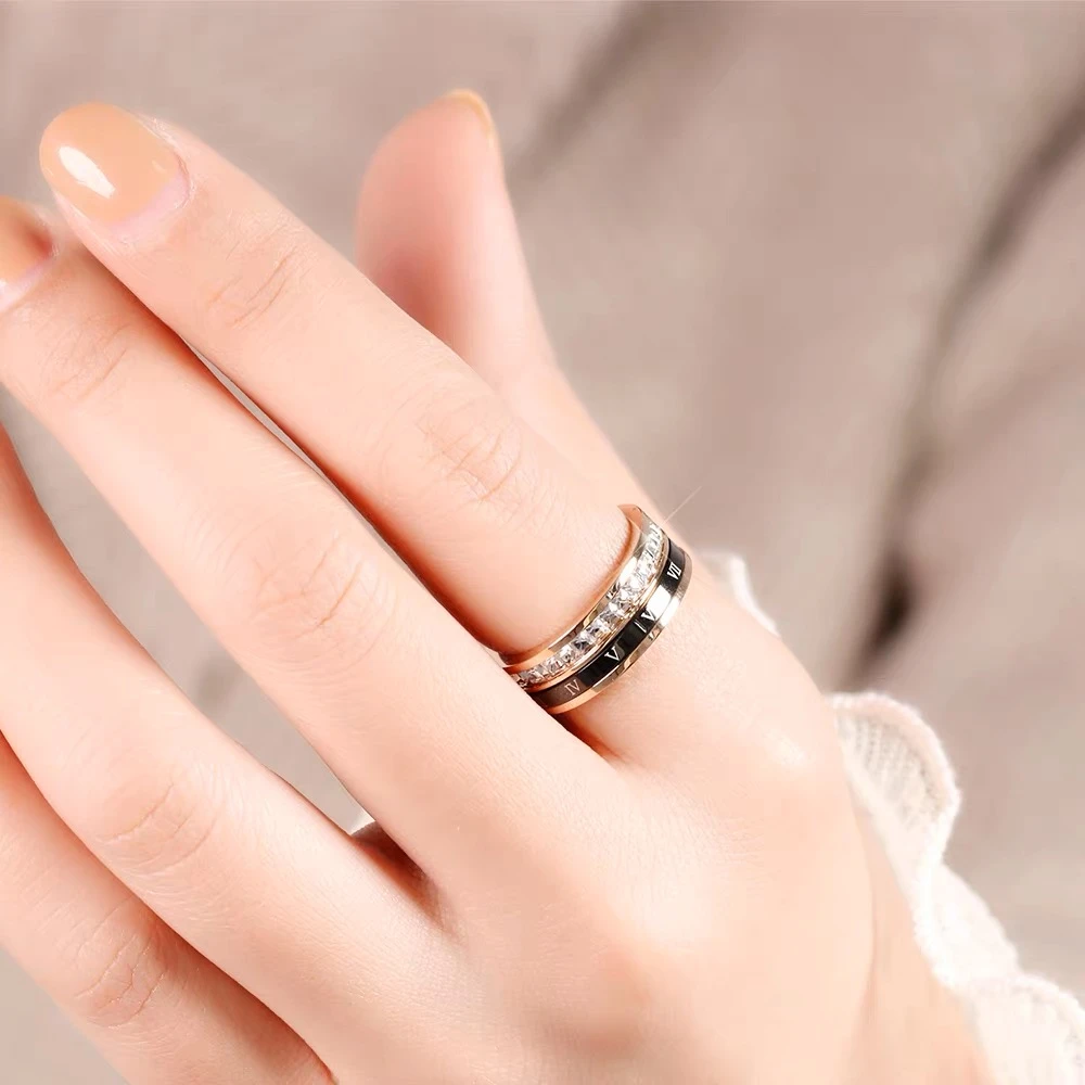 质轻奢戒指黑色时尚百搭指环 赠送礼盒