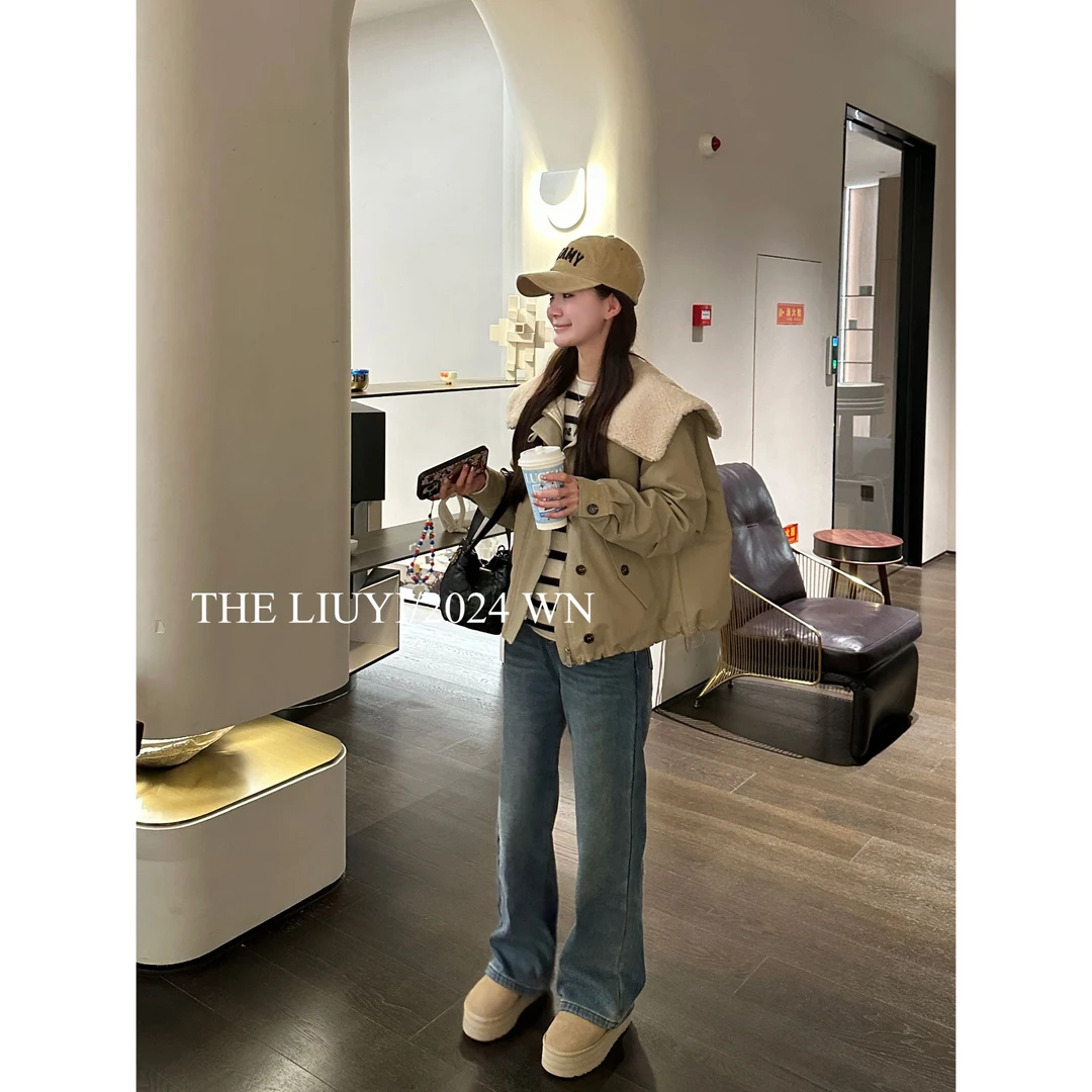 【LIUYI】挪威冬日~冬款90白鸭绒拼接毛毛羽绒服外套412111