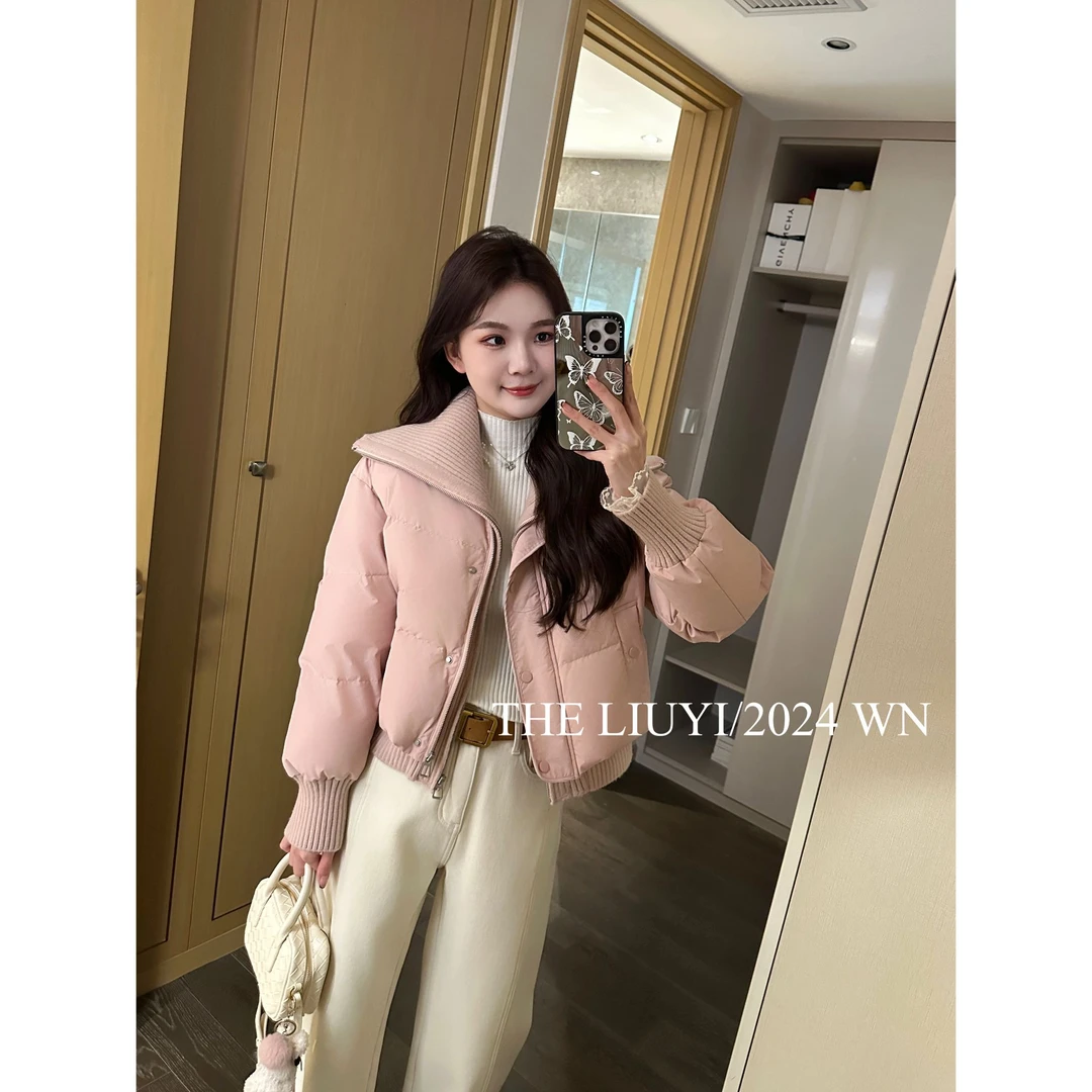 【LIUYI】蜜桃乌龙~90白鸭绒拼接翻领设计羽绒服外套411262